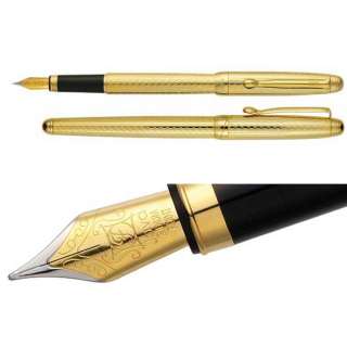 100%SHOP] 24k GOLD Gilding Fountain pen + 18 Ink Cartridges Office 