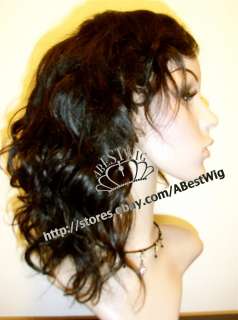 12 100% Remy Human Hair full Lace Wig.Wavy.#1/1b/2/4  