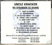 UNCLE KRACKER NO STRANGER TO.. RARE PROMO ADVANCE CD  