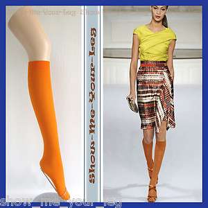 Orange 80Denier Solid Opaque Knee High Stockings  