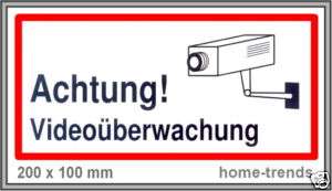 Aufkleber Videoüberwachung Warnschild Schild Schilder  