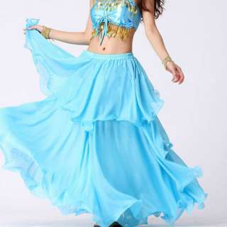 Hot Bright Beautiful and Charming Belly Dance Spiral Skirt Lake 