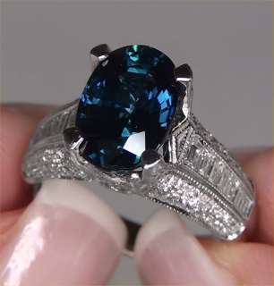 GIA Certified Estate 6.64 ct UNHEATED Blue Sapphire Diamond Engagement 