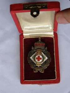 WWII Bulgarian Royal Red Cross enamel badge.Mega Rare  