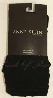 Anne Klein Footless Opaque Tights Capri Length Diamond Black 6248 