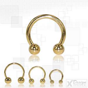 Piercing Circular Barbell gold plated Hufeisen 3 Größen  