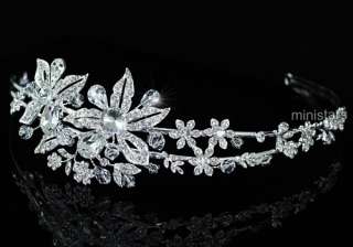 Bridal Flower Quality Sparkling Tiara use Swarovski Crystal T1451 
