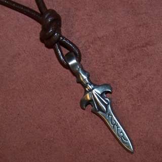 Pewter Sword / Dagger Pendant on Leather Cord Necklace  