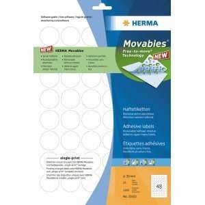 HERMA Etiketten InkJet/Laser/Kopier Movables rund 30mm weiß VE1200 
