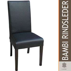 3x Lederstuhl Bambi Lederstühle Leder Stuhl schwarz  