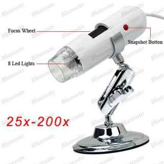 2MP 25x 200X Microscope USB Digital endoscope Magnifier  