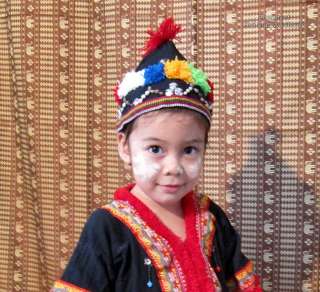 Simple Mao Thailand Hill Tribe Traditional Childrens Hat   Maeow Head 