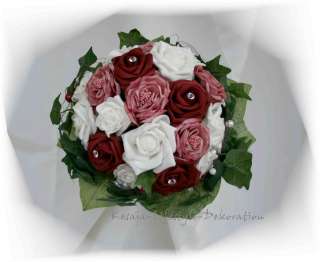 Luxus Brautstrauß rund weiß rosa rot Hochzeit  