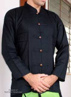 Light Rayon Thai Made Long Sleeve Black Rayon Viscose Shirt size 3XL 