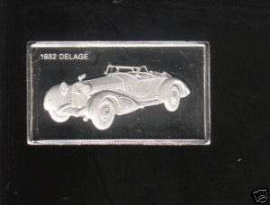 1932 DELAGE Car Mini Ingot .925 STERLING SILVER BAR  