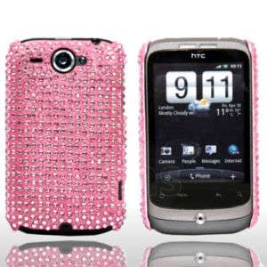BABY PINK DIAMANTE HARD BACK COVER CASE HTC WILDFIRE G8  