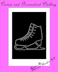 LARGE ICE SKATE BOOT Crystal Hot Fix Iron On Diamante T Shirt Transfer 