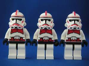   Lego Figurines Star Wars  3 Clone troopers rouges neufs