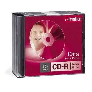  IMATION Disc, CD R 80 min, branded, Slim jewel, 10/PK 