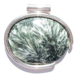  Seraphinite and Sterling Silver Oval Classic Pendant Ian 