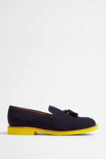 Mark McNairy New Amsterdam  Navy Suede Yellow EVA Sole Tassel Loafers 