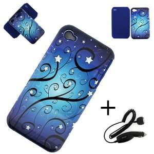  CASE BLUE STAR SWIRL HARD COVER CASE + CAR CHARGER Cell Phones
