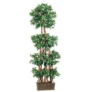  6 Mini Ficus Wall Silk Topiary Tree w/Wood Container 