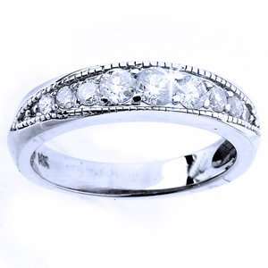  Carat Diamond 14k White Gold Vintage Style Wedding / Anniversary Ring