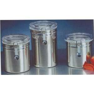  3pc Gibson Stainless Steel Round Canister Set with Plastic 
