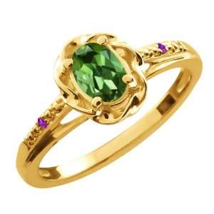   Ct Oval Green Tourmaline Purple Amethyst 14K Yellow Gold Ring Jewelry