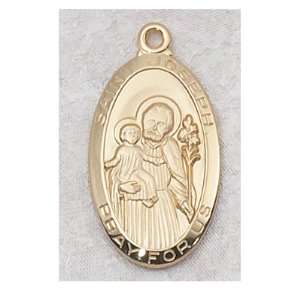 Gold Plated Over Sterling Silver St. Joseph Medal with 24 Gold Plated 
