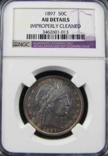 1897 50c Liberty Head Barber Silver Half DollarNGC AU Details Coin 
