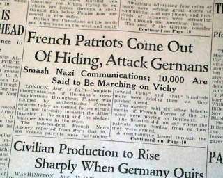   DRAGOON Southern France Invasion Post D DAY WWII 1944 Old Newspaper