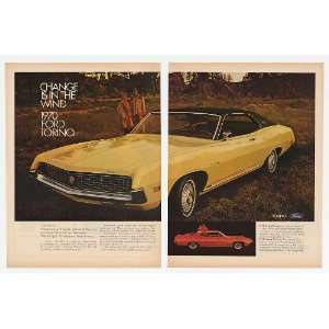 1970 Yellow Ford Torino Brougham & Red GT 2 Page Print Ad 