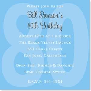  Blue 80th Birthday Invitations