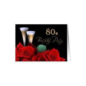  Invitation.80th Birthday Party. Red Roses Card: Toys 