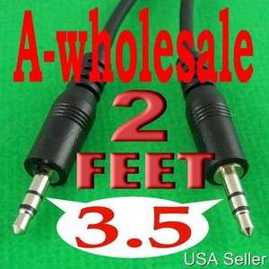 2ft 3.5 mm Male to Male M/M Jack Audio Stereo Aux Cable PC Adapter  