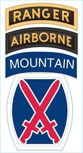 Army 10th Mountain Airborne Ranger Patch 5.5 Sticker / Decal  
