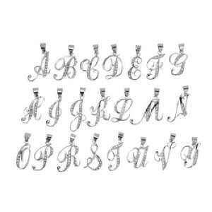   CZ Cursive Initials Letter J Alphabet Pendant with 18 Chain Jewelry