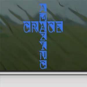  Christian Amazing Grace Cross Blue Decal Window Blue 