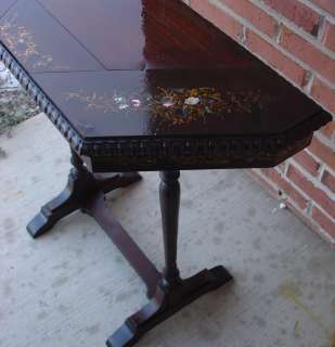 Antique Mother Pearl Inlay Hand Painted Console Table  