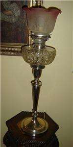 ANTIQUE VICTORIAN SILVER OIL LAMP ELECTRIFIED HALLMARKS  