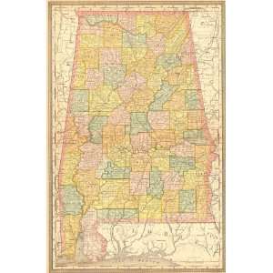  McNally 1883 Antique Railroad Map of Alabama Office 