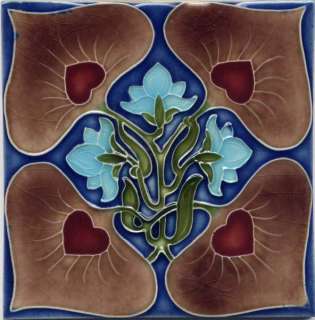 Art Nouveau Tile, Flower Design, Arts & Crafts P033  