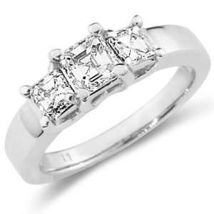  3 Stone Asscher Cut Engagement Ring (1.00 ctw) Jewelry
