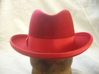Vintage Homburg Fedora Hat Designer Collection, All Red  