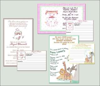 Wedding Bridal Baby Shower Invitations Recipe Cards  