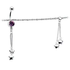  Purple Gem Star Chain Dangle Belly Chain Jewelry