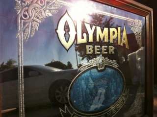 Olympia Beer Vintage Gold Flake Patina Bar Mirror Sign RARE LOOK 