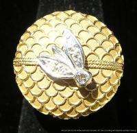 Antique Art Deco 14k Gold Diamonds Beehive Dome & Bee Ring  